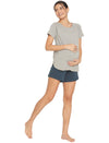 Maternity Cotton Shorts - Indigo Blue