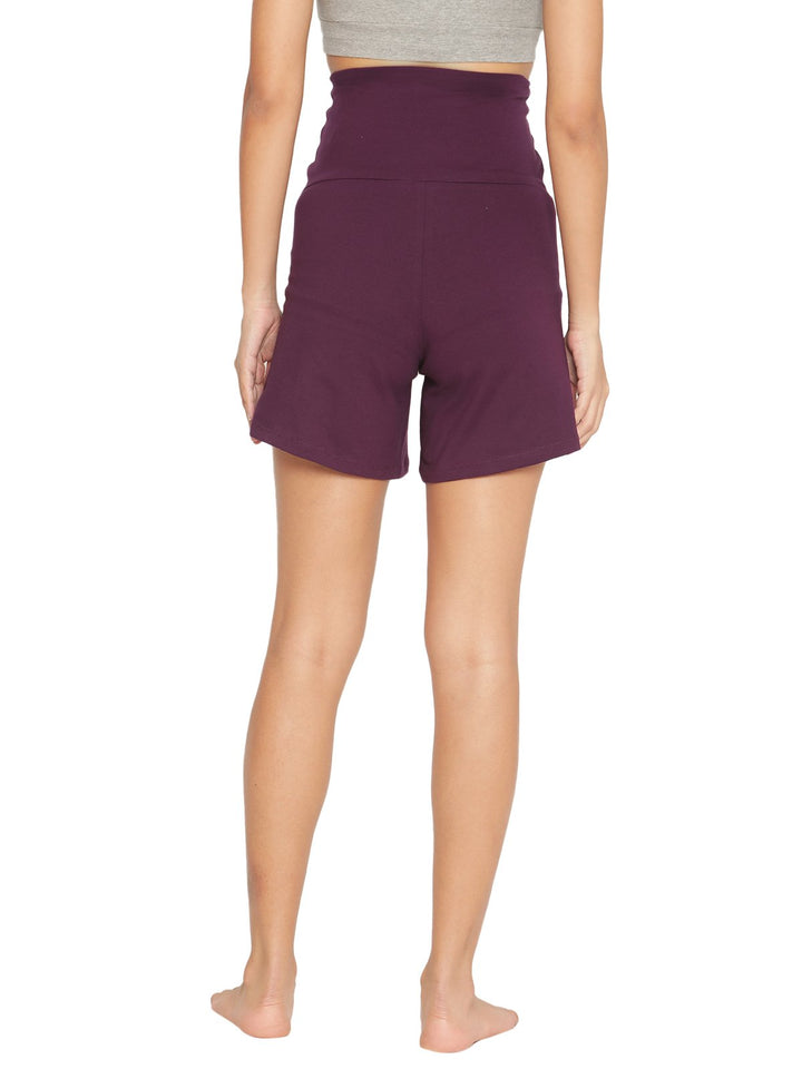 Maternity Cotton Shorts - Purple