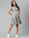 Maternity Adjustable Flared Skirt - Grey