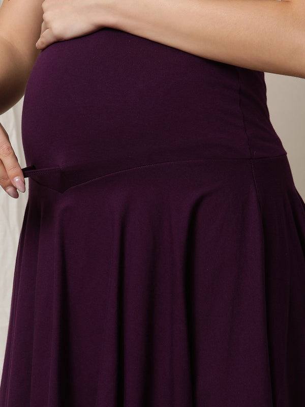 Maternity Adjustable Flared Skirt