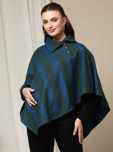 Maternity Woollen Poncho- Stripe