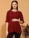 Pregnancy Tunic Top- Burgundy