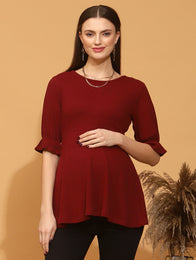Pregnancy Tunic Top- Burgundy
