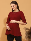 Pregnancy Tunic Top- Burgundy