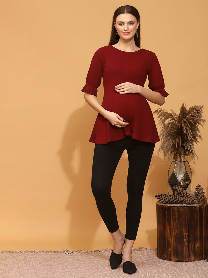 Pregnancy Tunic Top- Burgundy
