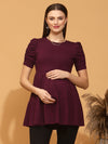 Maternity Stretchy Tiered Top- Purple