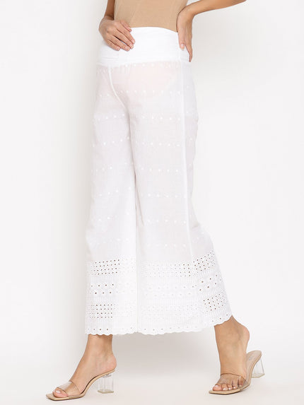 Maternity Cotton Palazzo Pants- White