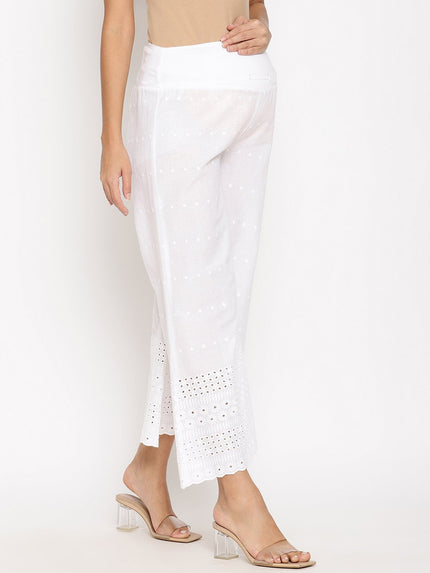Maternity Cotton Palazzo Pants- White
