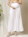 Maternity Flared Palazzo Pants- White