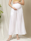 Maternity Flared Palazzo Pants- White