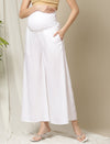 Maternity Flared Palazzo Pants- White