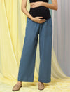 Wide-Leg Maternity Jeans- Blue