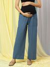 Wide-Leg Maternity Jeans- Blue