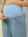 Wide-Leg Maternity Jeans- Light Blue