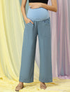 Wide-Leg Maternity Jeans- Light Blue