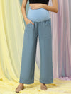 Wide-Leg Maternity Jeans- Light Blue