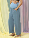 Wide-Leg Maternity Jeans- Light Blue