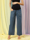 Wide-Leg Maternity Jeans- Dark blue