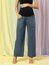 Wide-Leg Maternity Jeans- Dark blue