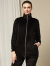 Maternity Winter Velvet Jacket- Black
