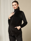 Maternity Winter Velvet Jacket- Black