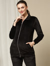 Maternity Winter Velvet Jacket- Black