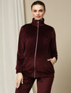 Maternity Winter Velvet Jacket- Burgundy