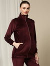 Maternity Winter Velvet Jacket- Burgundy