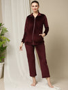 Maternity Winter Velvet Jacket- Burgundy