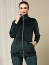 Maternity Winter Velvet Jacket- Green