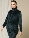 Maternity Winter Velvet Jacket- Green