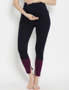 Maternity Winter Leggings (French Terry Lined) - Blue/Purple