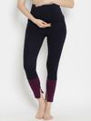 Maternity Winter Leggings (French Terry Lined) - Blue/Purple