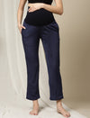 Maternity Wide-leg Winter Pants- Navy Blue