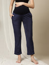 Maternity Wide-leg Winter Pants- Navy Blue