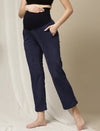 Maternity Wide-leg Winter Pants- Navy Blue