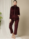 Winter Maternity Set with Jacket and Pyjama- Burgundy