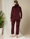 Winter Maternity Set with Jacket and Pyjama- Burgundy