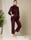 Winter Maternity Set with Jacket and Pyjama- Burgundy