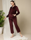 Winter Maternity Set with Jacket and Pyjama- Burgundy