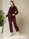 Winter Maternity Set with Jacket and Pyjama- Burgundy