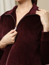 Winter Maternity Set with Jacket and Pyjama- Burgundy