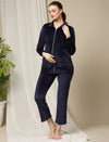 Winter Maternity Set with Jacket and Pyjama- Navy Blue