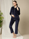 Winter Maternity Set with Jacket and Pyjama- Navy Blue