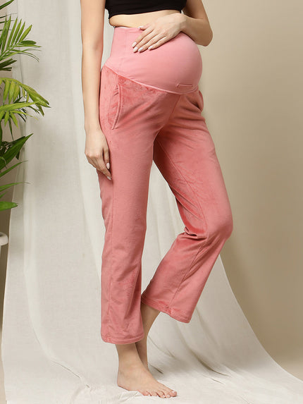 2pc. Maternity Velvet Set- Winter- Pink