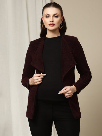Maternity Winter Woolen Jacket- Purple