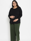 Maternity & Nursing Full Sleeves T-Shirt- Black