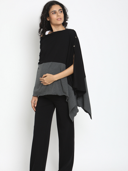 6-in-1 Nursing Cover- Black/Blue