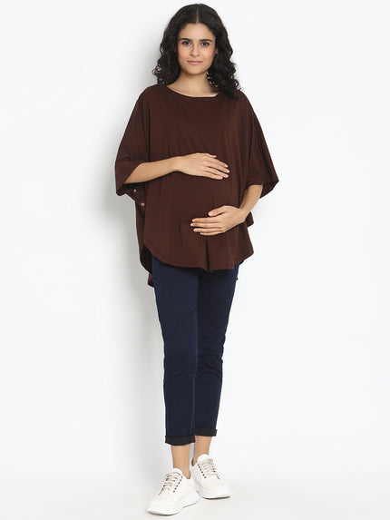 Maternity/Feeding Cover Poncho- Brown