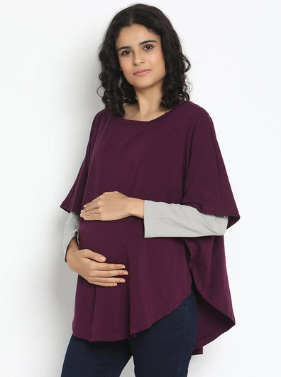 Maternity/Feeding Cover Poncho- Purple